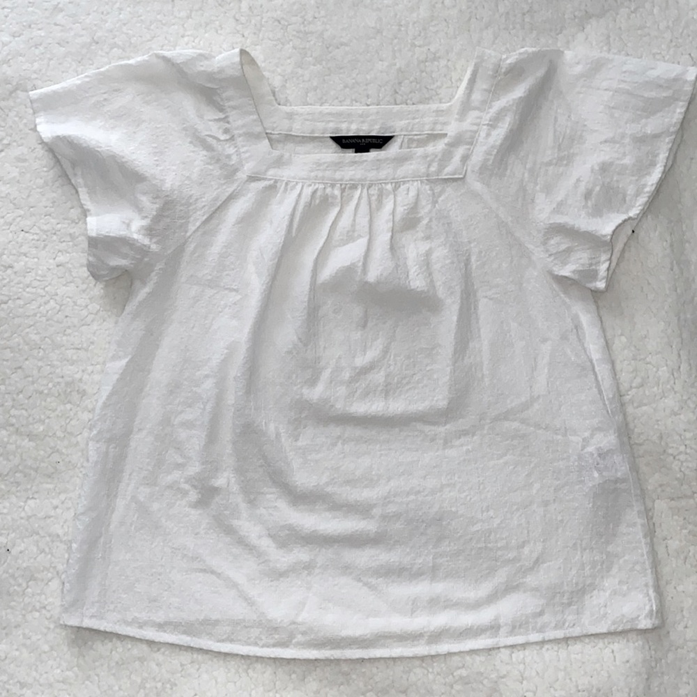 Banana Republic White Square Neck BlouseXXS Petite